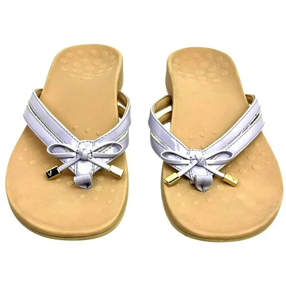 Vionic Bella Bow Patent Orthotic Thong Sandals Womens 8.5 - Picture 2 of 8